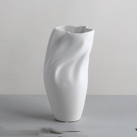 Nordic Morandi Ceramic Vase – Minimalist Decorative Vases for Modern Home - White Modern Wave Vase - 