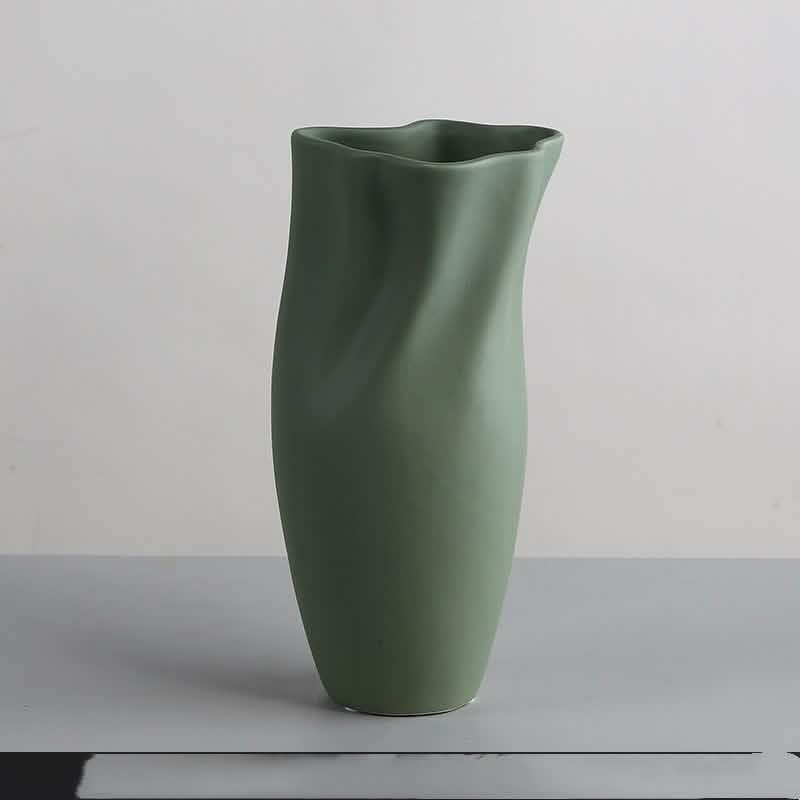 Nordic Morandi Ceramic Vase – Minimalist Decorative Vases for Modern Home - Dark Green Abstract Vase - 
