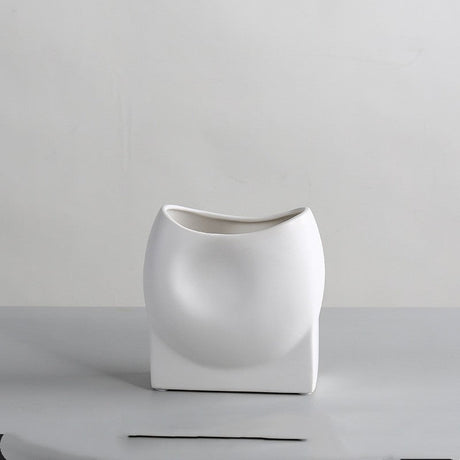 Nordic Morandi Ceramic Vase – Minimalist Decorative Vases for Modern Home - White Narrow Neck Vase - 