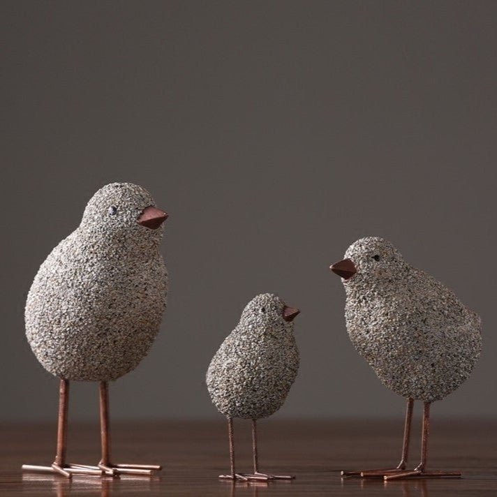 Nordic Sandstone Resin Chick Sculpture – Modern Animal Figurine Decor - L - Chick - 