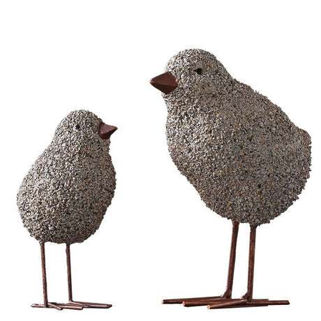 Nordic Sandstone Resin Chick Sculpture – Modern Animal Figurine Decor - L - Chick - 