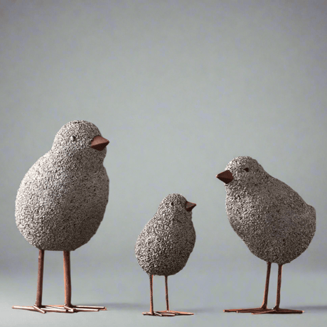 Nordic Sandstone Resin Chick Sculpture – Modern Animal Figurine Decor - L - Chick - 