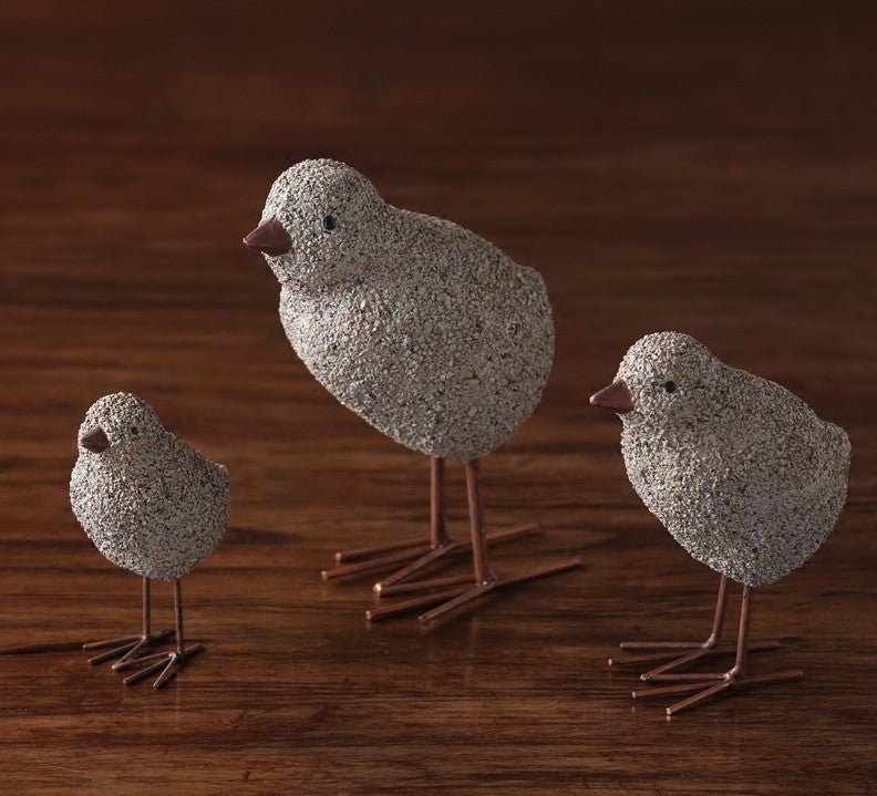 Nordic Sandstone Resin Chick Sculpture – Modern Animal Figurine Decor - L - Chick - 
