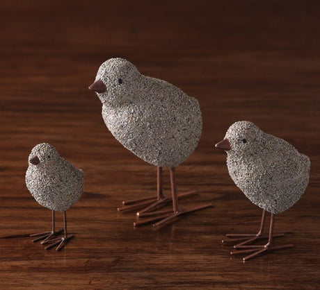 Nordic Sandstone Resin Chick Sculpture – Modern Animal Figurine Decor - L - Chick - 