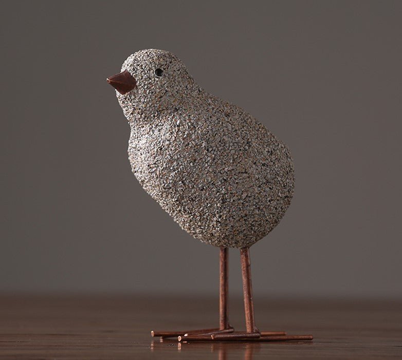 Nordic Sandstone Resin Chick Sculpture – Modern Animal Figurine Decor - L - Chick - 