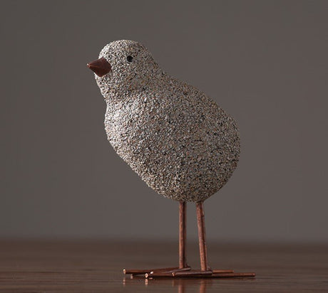 Nordic Sandstone Resin Chick Sculpture – Modern Animal Figurine Decor - L - Chick - 