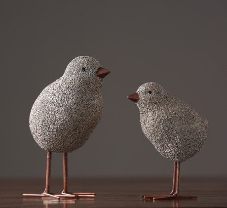 Nordic Sandstone Resin Chick Sculpture – Modern Animal Figurine Decor - L - Chick - 