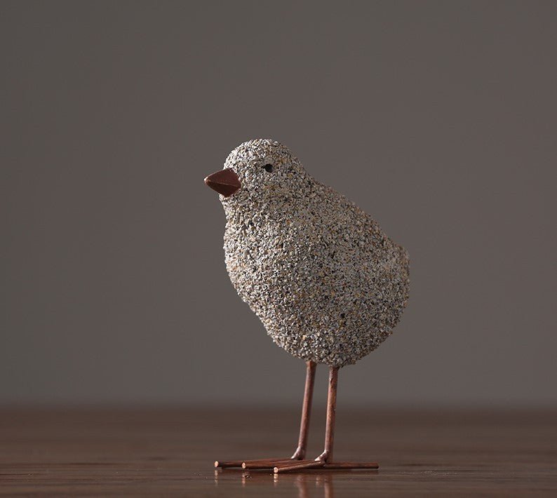 Nordic Sandstone Resin Chick Sculpture – Modern Animal Figurine Decor - M - Chick - 