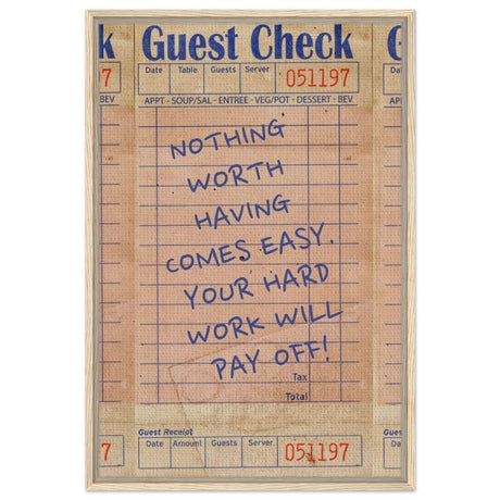 Nothing Worth Having Comes Easy | Motivational Pop Art wall art print - Framed Canvas - 60x90 cm / 24x36″ - Wood frame
