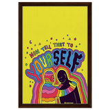 "Now Tell That to Yourself" – Radiant Inner Kindness Message | Wall Art Print - Framed Canvas - 40x60 cm / 16x24″ - Dark wood frame