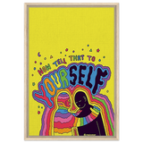 "Now Tell That to Yourself" – Radiant Inner Kindness Message | Wall Art Print - Framed Canvas - 50x75 cm / 20x30″ - Wood frame