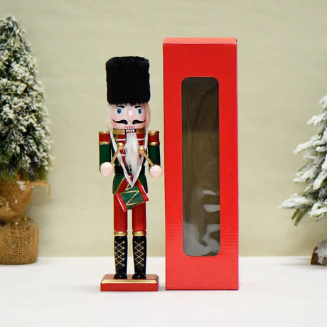 Nutcracker Soldier Christmas Decorations – 30cm Wooden Holiday Figurines & Ornaments - 30 CM - Drum Soldier V2 - 