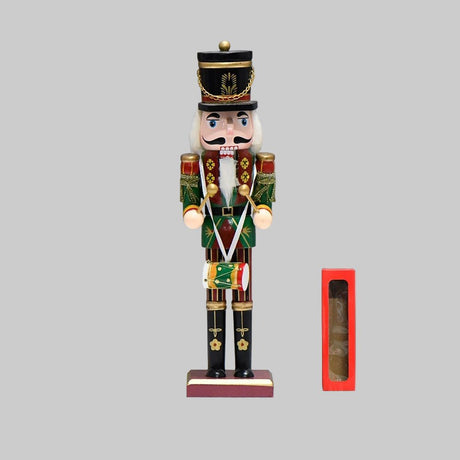 Nutcracker Soldier Christmas Decorations – 30cm Wooden Holiday Figurines & Ornaments - 30 CM - Drum Soldier - 