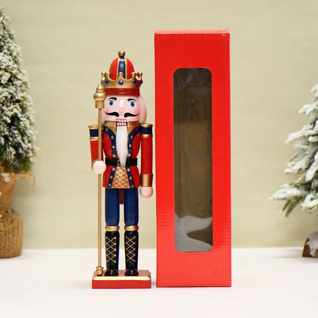 Nutcracker Soldier Christmas Decorations – 30cm Wooden Holiday Figurines & Ornaments - 30 CM - Royal Staff - 