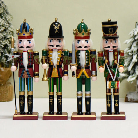 Nutcracker Soldier Christmas Decorations – 30cm Wooden Holiday Figurines & Ornaments - 30 CM - Swordsman - 