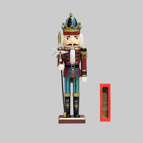Nutcracker Soldier Christmas Decorations – 30cm Wooden Holiday Figurines & Ornaments - 30 CM - Spear Soldier - 