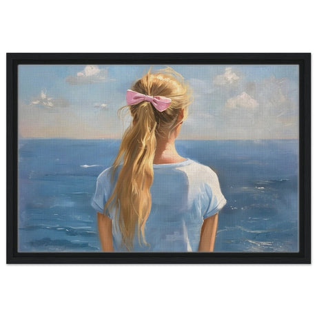 Ocean Reverie: A Journey into Serenity and Reflection | Contemporary Realism | wall art print - Framed Canvas - 40x60 cm / 16x24″ - Black frame