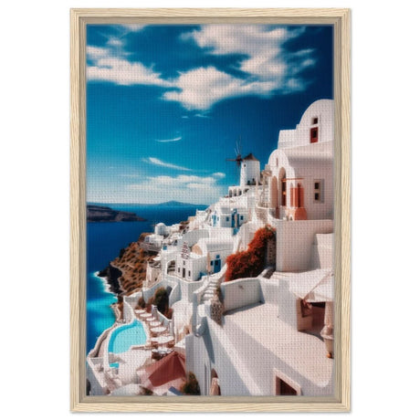 Oia, Santorini, Greece | Da Vinci City & Scenic Views wall art Print - Framed Canvas - 40x60 cm / 16x24″ - Wood frame