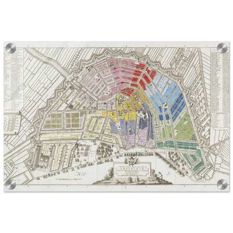 Old Map Amsterdam Distribution Of National Guard Large | Wall art Print - 30x45 cm / 12x18″ - Acrylic Print - 