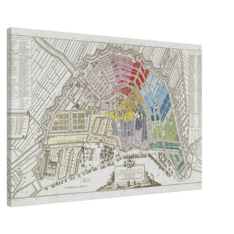 Old Map Amsterdam Distribution Of National Guard Large | Wall art Print - 60x90 cm / 24x36″ - Canvas - 