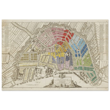 Old Map Amsterdam Distribution Of National Guard Large | Wall art Print - 60x90 cm / 24x36″ - Wood Prints - 