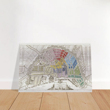 Old Map Amsterdam Distribution Of National Guard Large | Wall art Print - 60x90 cm / 24x36″ - Brushed Aluminum Print - 