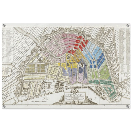 Old Map Amsterdam Distribution Of National Guard Large | Wall art Print - 60x90 cm / 24x36″ - Acrylic Print - 