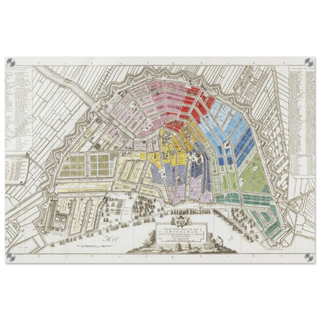 Old Map Amsterdam Distribution Of National Guard Large | Wall art Print - 50x75 cm / 20x30″ - Acrylic Print - 