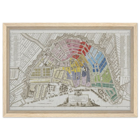 Old Map Amsterdam Distribution Of National Guard Large | Wall art Print - 30x45 cm / 12x18″ - Framed Canvas - Wood frame