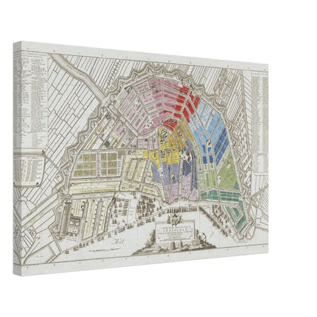 Old Map Amsterdam Distribution Of National Guard Large | Wall art Print - 40x60 cm / 16x24″ - Canvas - 