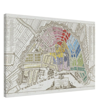 Old Map Amsterdam Distribution Of National Guard Large | Wall art Print - 50x75 cm / 20x30″ - Canvas - 