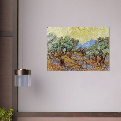 Olive Trees with Yellow Sky and Sun by Vincent van Gogh Wall art - Acrylic Print - 70x100 cm / 28x40″ - 