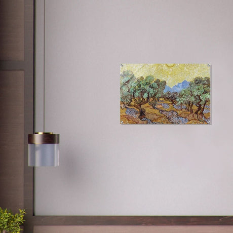Olive Trees with Yellow Sky and Sun by Vincent van Gogh Wall art - Acrylic Print - 50x75 cm / 20x30″ - 