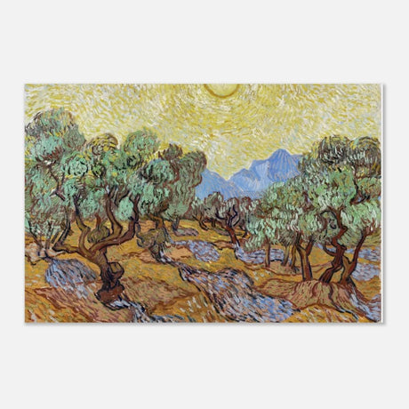 Olive Trees with Yellow Sky and Sun by Vincent van Gogh Wall art - Aluminum Print - 30x45 cm / 12x18″ - 