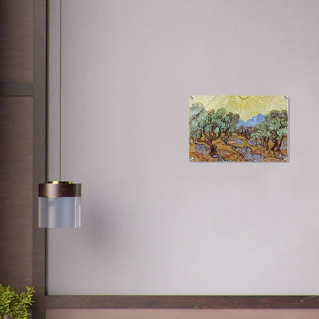 Olive Trees with Yellow Sky and Sun by Vincent van Gogh Wall art - Acrylic Print - 40x60 cm / 16x24″ - 