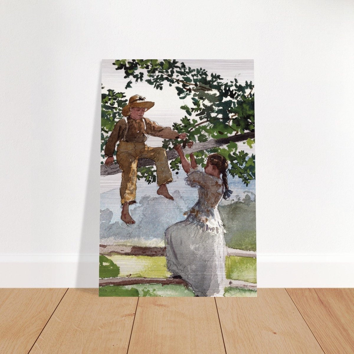 On The Fence Giclee by Winslow Homer | Vintage Nature Art wall art print - Brushed Aluminum Print - 30x45 cm / 12x18″ - 