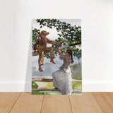 On The Fence Giclee by Winslow Homer | Vintage Nature Art wall art print - Brushed Aluminum Print - 30x45 cm / 12x18″ - 