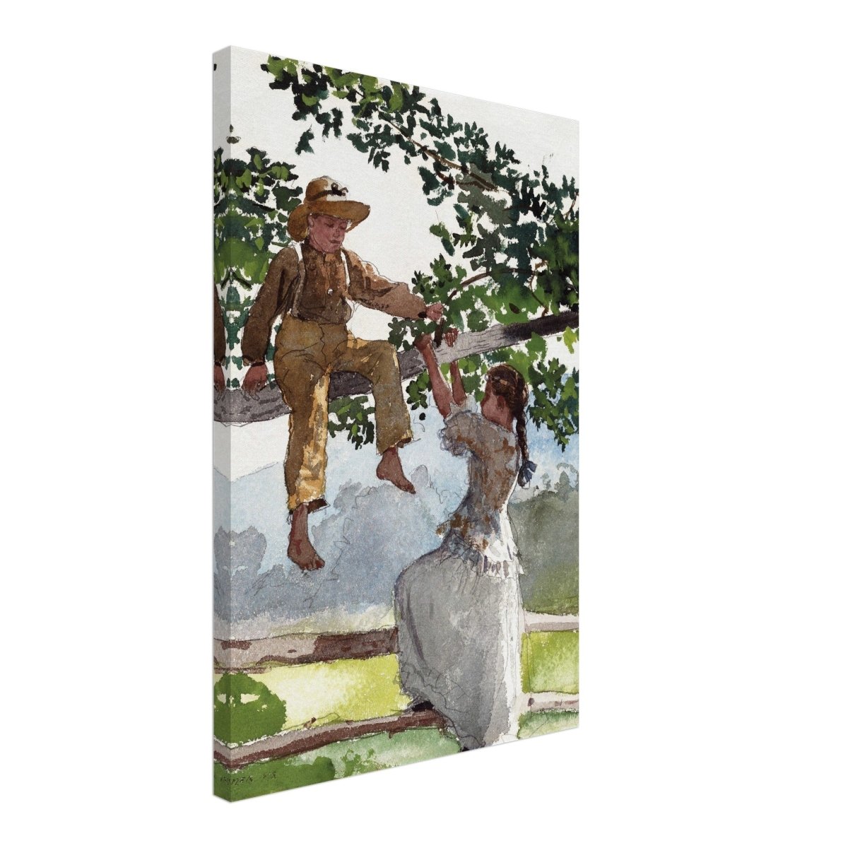 On The Fence Giclee by Winslow Homer | Vintage Nature Art wall art print - Canvas - 40x60 cm / 16x24″ - 
