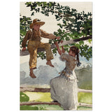 On The Fence Giclee by Winslow Homer | Vintage Nature Art wall art print - Wood Prints - 50x75 cm / 20x30″ - 