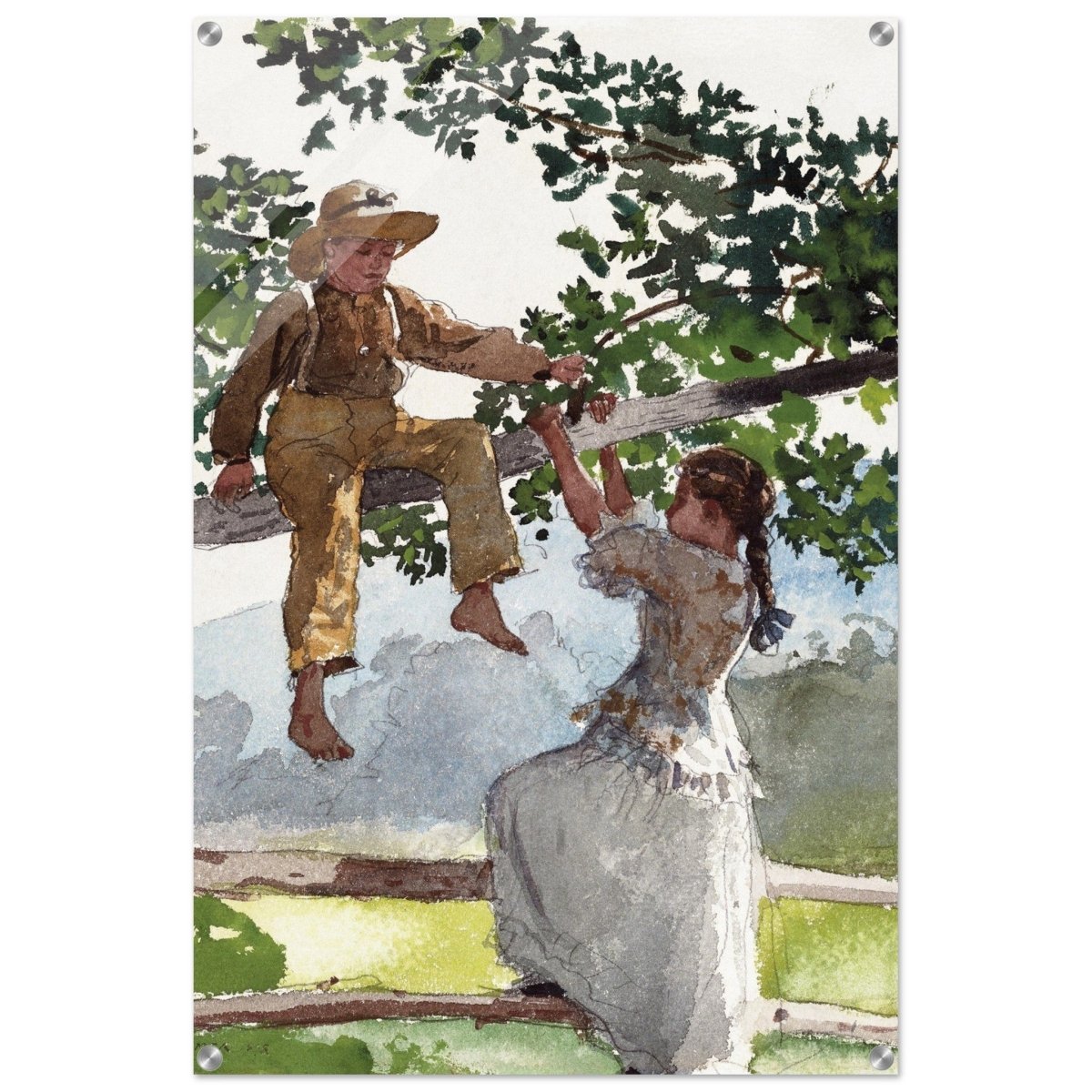On The Fence Giclee by Winslow Homer | Vintage Nature Art wall art print - Acrylic Print - 60x90 cm / 24x36″ - 