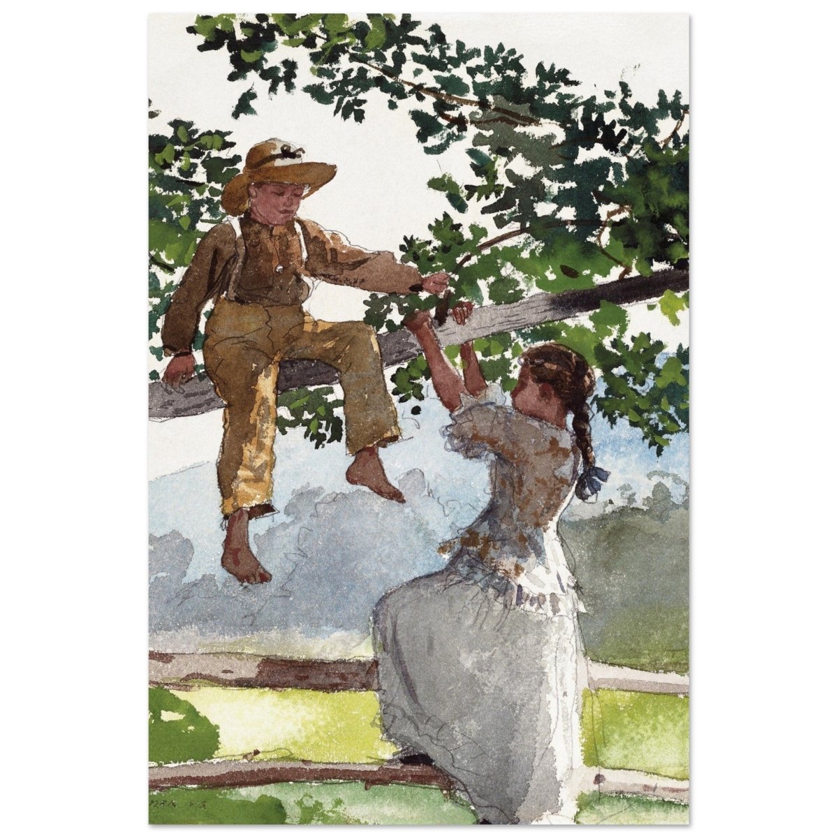 On The Fence Giclee by Winslow Homer | Vintage Nature Art wall art print - Aluminum Print - 30x45 cm / 12x18″ - 