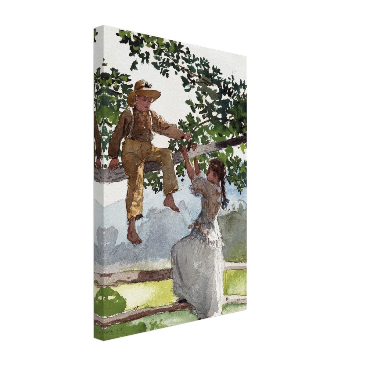 On The Fence Giclee by Winslow Homer | Vintage Nature Art wall art print - Canvas - 30x45 cm / 12x18″ - 