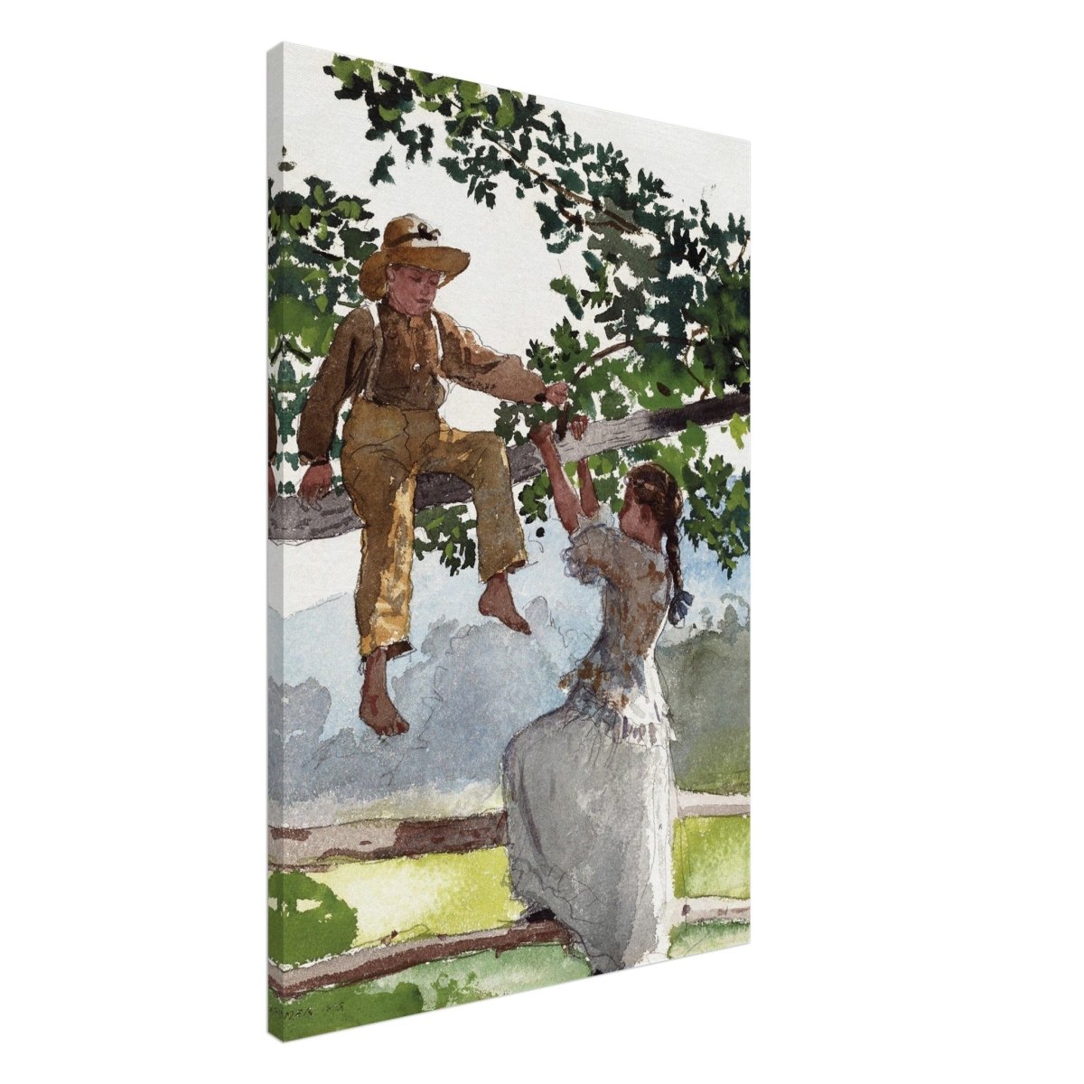 On The Fence Giclee by Winslow Homer | Vintage Nature Art wall art print - Canvas - 60x90 cm / 24x36″ - 