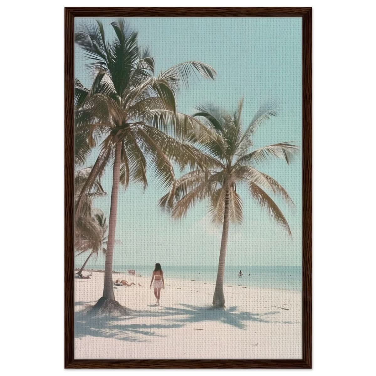 Palm Breeze Retreat | Wall art Print - 60x90 cm / 24x36″ - Framed Canvas - Dark wood frame