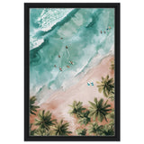 Palm - Studded Shoreline | Contemporary Coastal Art | Wall art Print - Framed Canvas - 40x60 cm / 16x24″ - Black frame