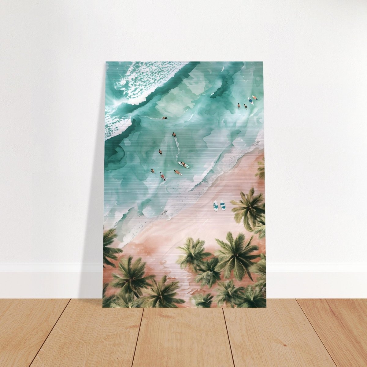 Palm - Studded Shoreline | Contemporary Coastal Art | Wall art Print - Brushed Aluminum Print - 30x45 cm / 12x18″ - 