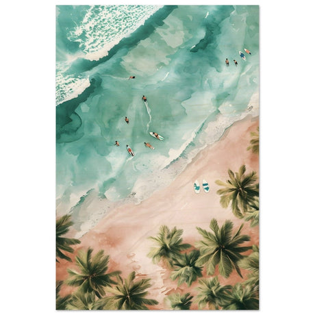 Palm - Studded Shoreline | Contemporary Coastal Art | Wall art Print - Wood Prints - 50x75 cm / 20x30″ - 