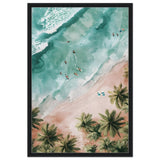 Palm - Studded Shoreline | Contemporary Coastal Art | Wall art Print - Framed Canvas - 60x90 cm / 24x36″ - Black frame