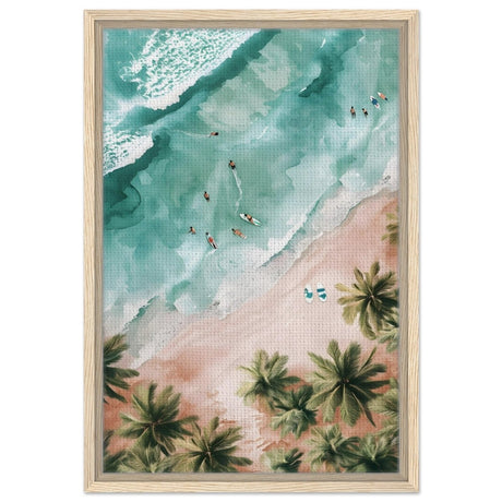 Palm - Studded Shoreline | Contemporary Coastal Art | Wall art Print - Framed Canvas - 40x60 cm / 16x24″ - Wood frame