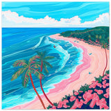 Paradise Coastline Bliss: A Tropical Haven in Your Home | Contemporary Tropical Illustration - Aluminum Print - 40x40 cm / 16x16″ - 